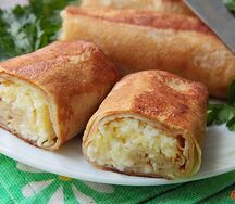 Блины с сыром, яйцом