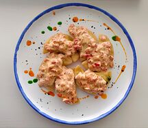 Равиоли с цыплёнком и овощным соте