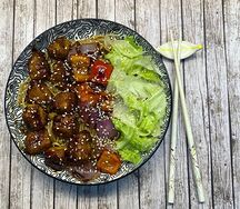Боул с яичной лапшой и курицей терияки
