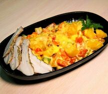 Горячая сковородка с курицей