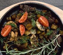 Картофель с грибами и телёнком