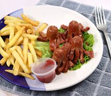 Мини-осьминожки с картофелем фри