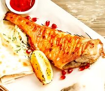 Морской окунь на мангале