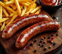 Колбаски с картофелем фри