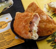 Чебурек с красной рыбой и творожным сыром