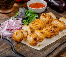 Шашлык из молодого картофеля с курдюком