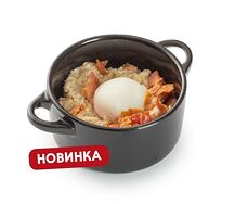 Каша овсяная с беконом и яйцом пашот
