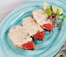 Запеченные мидии Киви с сыром и красной икрой