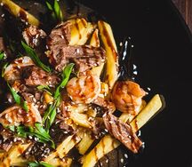 Ланч с говядиной и креветкой