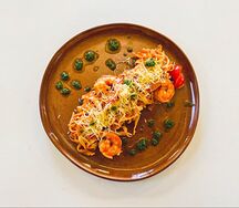 Феттуччине с креветкой и кальмаром