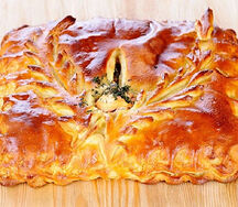 Пирог постный с семгой и овощами