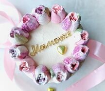 Бенто-торт с зефирными цветами Мамочке