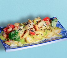 Креветки с овощами в соусе карри