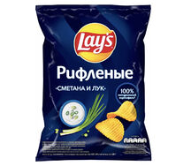 Lays Рифленые со вкусом сметаны и лука