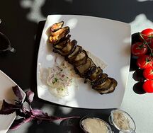 Шашлык из баклажана с курдюком