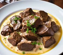 Печень говяжья по-строгановски