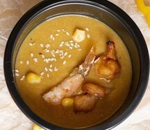 Кукурузный крем-суп с креветками