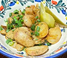 Картофель жареный с белыми грибами