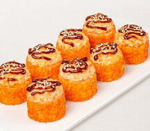 Запечённый ролл с лососем и креветкой