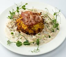 Драники с курицей и грибами