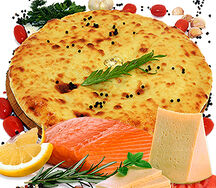 Осетинский пирог с семгой, сыром и помидорами