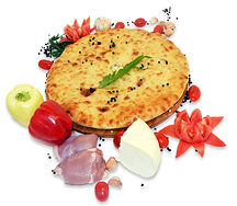 Осетинский пирог с курицей, сыром и болгарским перцем