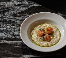 Орзо с гребешком и горгонзоллой