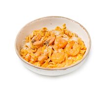 Паста с сёмгой и креветками