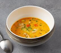 Английский куриный суп с творожным сыром