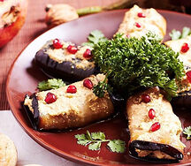 Рулетики из баклажанов с орехами