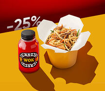 Вок Тори с курицей и грибами и Морс 0,25