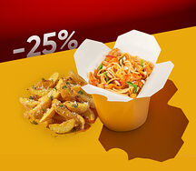 Вок Курица с арахисом пад тай и Картофельные дольки