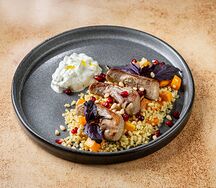 Язычки ягненка с тыквой и булгуром