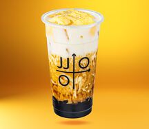 Молоко с яичным пудингом и карамельной тапиокой (milk tea)