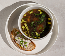 Суп с белыми грибами и сырным паштетом