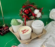 Комбо Торт в стакане, букет из нобилиса, Мадлен, кофе Happy new year