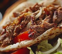 Донер на тарелке с бараниной на мангале