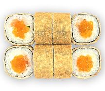 Жареный с лососем и икрой