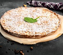 Пирог творожник с изюмом из песочного тесто