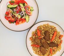 Плов с говядиной с салатом Летний