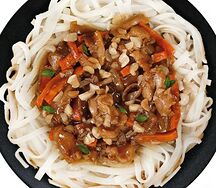 Курица терияки с рисовой лапшой