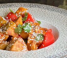 Салат с хрустящими баклажанами