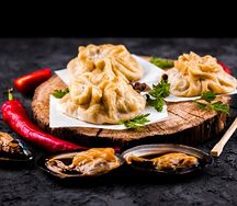 Хинкали жареные с курицей