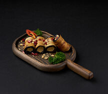 Рулетики из баклажанов с ореховой пастой