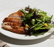 Лимонный цыпленок, зеленый салат из хоспера