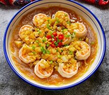 16 Креветки на пару с вермишелью и чесночным соусом