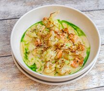 Цветная капуста с лососем в печи