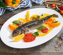 Сибас с овощами