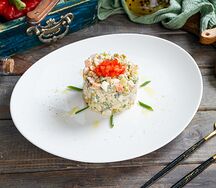 Салат Оливье с говядиной