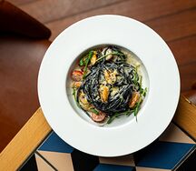 Паста с мидиями и дорблю